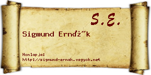 Sigmund Ernák névjegykártya